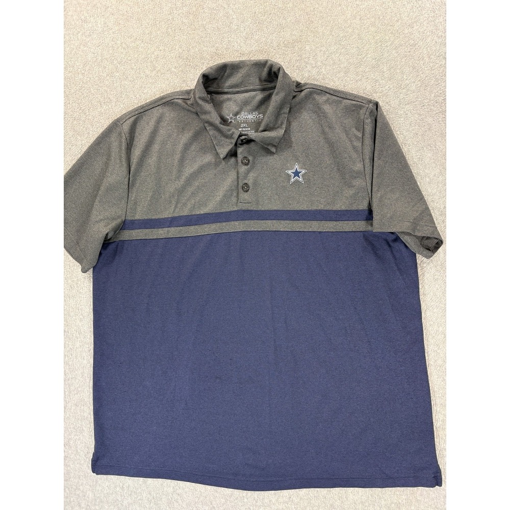 Dallas Cowboys Stitched Logo Stadium S/S Polo Shirt (Men's 2XL) Blue/Gray